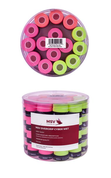 MSV Overgrip Cyber Wet, 60 / pack, Neon Yellow, Neon Orange, Neon Pink